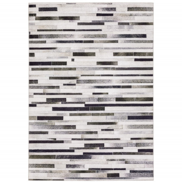 HomeRoots 5' Modern Geometric Area Rug in Grey, Charcoal & Beige - Stain Resistant for Easy Care & Style 9' X 12' 509496