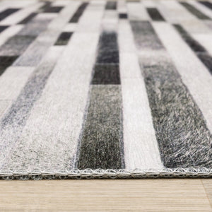 HomeRoots 5' Modern Geometric Area Rug in Grey, Charcoal & Beige - Stain Resistant for Easy Care & Style 9' X 12' 509496