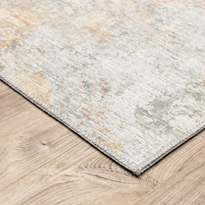 HomeRoots 5' Contemporary Blue and Yellow Abstract Area Rug - Durable, Stain-Resistant Design for Modern Spaces 5' X 7' 509498