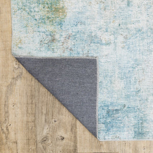 HomeRoots 5' Contemporary Blue and Yellow Abstract Area Rug - Durable, Stain-Resistant Design for Modern Spaces 5' X 7' 509498