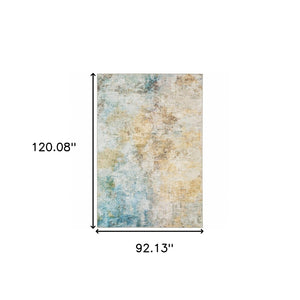 HomeRoots 5' Contemporary Blue and Yellow Abstract Area Rug - Durable, Stain-Resistant Design for Modern Spaces 8' X 10' 509499
