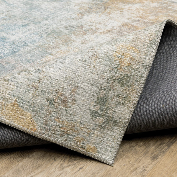 HomeRoots 5' Contemporary Blue and Yellow Abstract Area Rug - Durable, Stain-Resistant Design for Modern Spaces 8' X 10' 509499