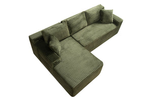 English Elm 106.3" Jumbo Corduroy L-shape Sectional Deep Seat Sofa No Assembly Living Room W5515S00034