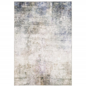 HomeRoots 5' Abstract Power Loom Area Rug in Multi-Tonal Beige, Blue, Grey, Green, Brown & Purple for Homes 5' X 7' 509502