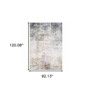 HomeRoots 5' Abstract Power Loom Area Rug in Multi-Tonal Beige, Blue, Grey, Green, Brown & Purple for Homes 8' X 10' 509503