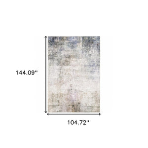 HomeRoots 5' Abstract Power Loom Area Rug in Multi-Tonal Beige, Blue, Grey, Green, Brown & Purple for Homes 9' X 12' 509504