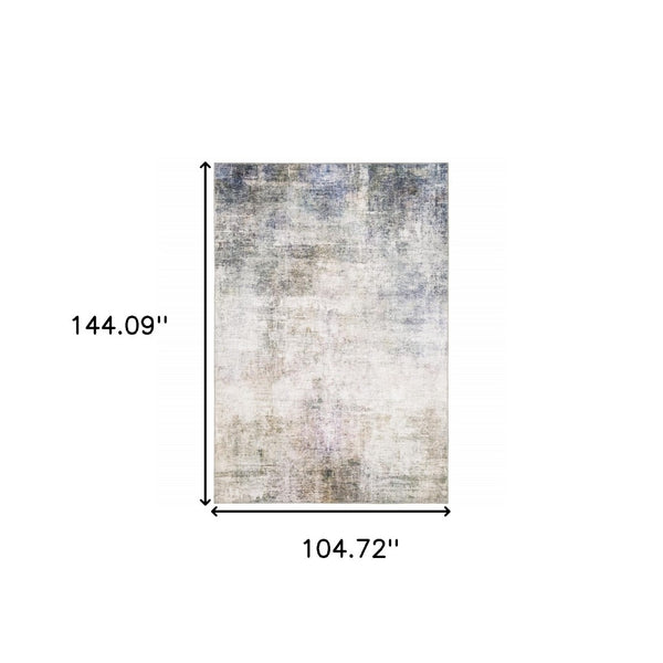 HomeRoots 5' Abstract Power Loom Area Rug in Multi-Tonal Beige, Blue, Grey, Green, Brown & Purple for Homes 9' X 12' 509504