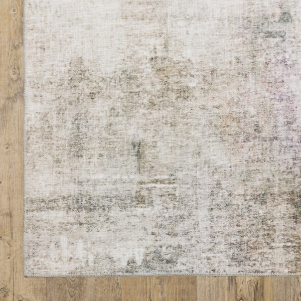 HomeRoots 5' Abstract Power Loom Area Rug in Multi-Tonal Beige, Blue, Grey, Green, Brown & Purple for Homes 9' X 12' 509504