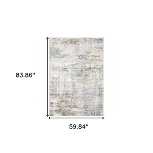 HomeRoots 5' Gray And Ivory Abstract Area Rug - Modern, Stain-Resistant Design for Busy Homes and Stylish Spaces 5' X 7' 509506