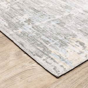 HomeRoots 5' Gray And Ivory Abstract Area Rug - Modern, Stain-Resistant Design for Busy Homes and Stylish Spaces 5' X 7' 509506