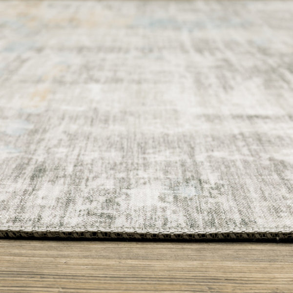 HomeRoots 5' Gray And Ivory Abstract Area Rug - Modern, Stain-Resistant Design for Busy Homes and Stylish Spaces 5' X 7' 509506