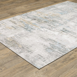 HomeRoots 5' Gray And Ivory Abstract Area Rug - Modern, Stain-Resistant Design for Busy Homes and Stylish Spaces 5' X 7' 509506