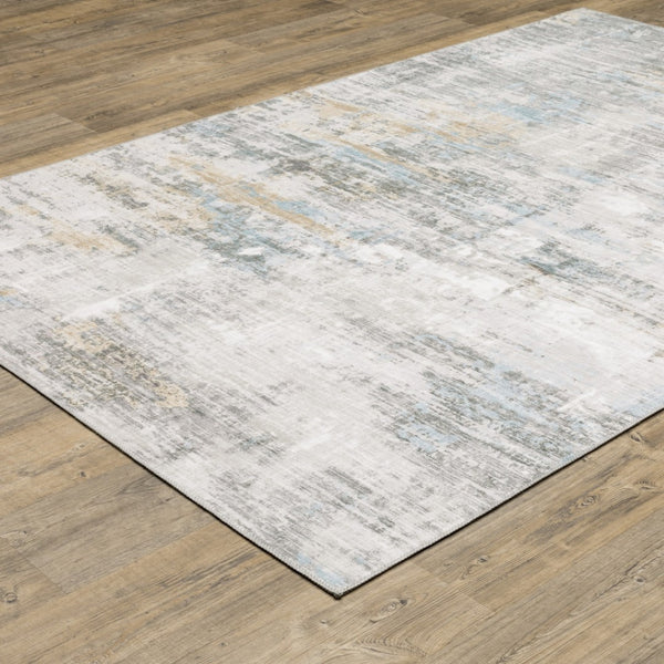 HomeRoots 5' Gray And Ivory Abstract Area Rug - Modern, Stain-Resistant Design for Busy Homes and Stylish Spaces 5' X 7' 509506