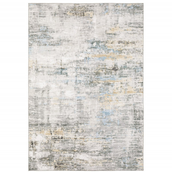 HomeRoots 5' Gray And Ivory Abstract Area Rug - Modern, Stain-Resistant Design for Busy Homes and Stylish Spaces 8' X 10' 509507
