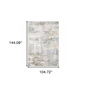 HomeRoots 5' Gray And Ivory Abstract Area Rug - Modern, Stain-Resistant Design for Busy Homes and Stylish Spaces 9' X 12' 509508