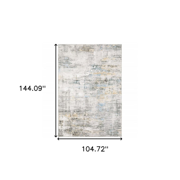 HomeRoots 5' Gray And Ivory Abstract Area Rug - Modern, Stain-Resistant Design for Busy Homes and Stylish Spaces 9' X 12' 509508