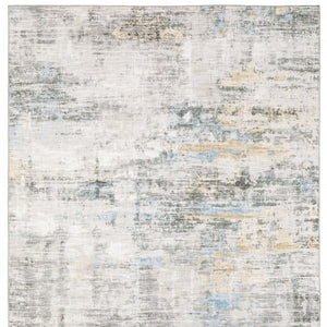 HomeRoots 5' Gray And Ivory Abstract Area Rug - Modern, Stain-Resistant Design for Busy Homes and Stylish Spaces 9' X 12' 509508