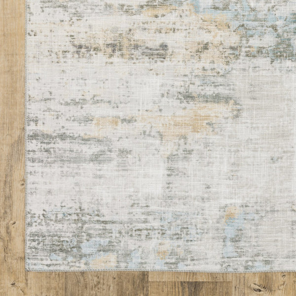 HomeRoots 5' Gray And Ivory Abstract Area Rug - Modern, Stain-Resistant Design for Busy Homes and Stylish Spaces 9' X 12' 509508
