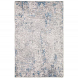 HomeRoots 5' Contemporary Grey and Blue Abstract Power Loom Area Rug - Stain Resistant, Ideal for High-Traffic Spaces 5' X 7' 509510
