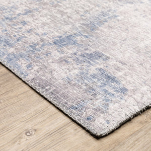HomeRoots 5' Contemporary Grey and Blue Abstract Power Loom Area Rug - Stain Resistant, Ideal for High-Traffic Spaces 5' X 7' 509510