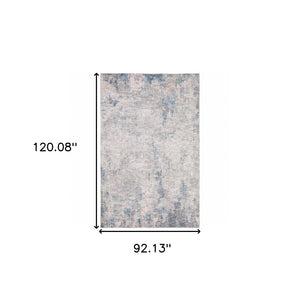 HomeRoots 5' Contemporary Grey and Blue Abstract Power Loom Area Rug - Stain Resistant, Ideal for High-Traffic Spaces 8' X 10' 509511