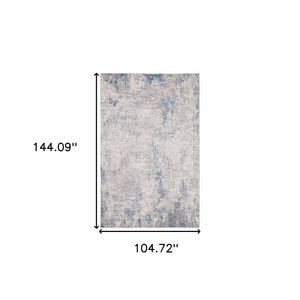 HomeRoots 5' Contemporary Grey and Blue Abstract Power Loom Area Rug - Stain Resistant, Ideal for High-Traffic Spaces 9' X 12' 509512