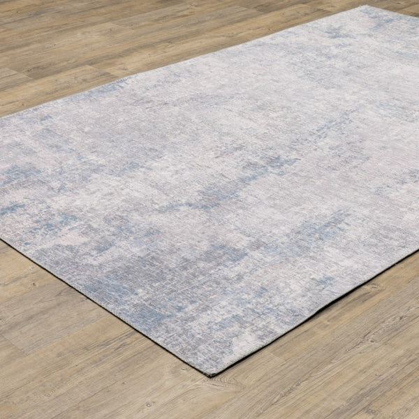 HomeRoots 5' Contemporary Grey and Blue Abstract Power Loom Area Rug - Stain Resistant, Ideal for High-Traffic Spaces 9' X 12' 509512