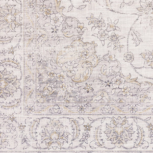 Homeroots 5' X 7' Beige Gold And Grey Oriental Power Loom Stain Resistant Area Rug  Polyester 509514