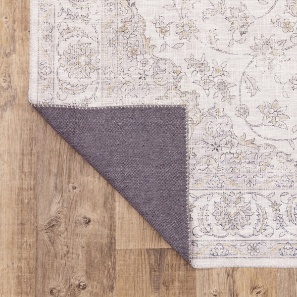 HomeRoots 5' Beige Gold and Grey Oriental Area Rug - Durable, Stain-Resistant, Perfect for High-Traffic Spaces 5' X 7' 509514