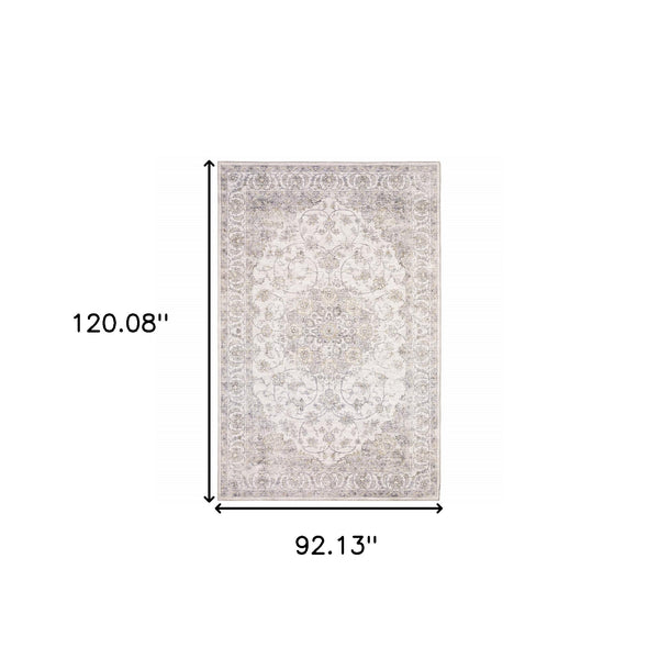 Homeroots 8' X 10' Beige And Ivory Oriental Power Loom Area Rug  Polyester 509515