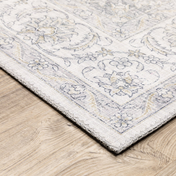 Homeroots 9' X 12' Beige Gold And Grey Oriental Power Loom Stain Resistant Area Rug  Polyester 509516