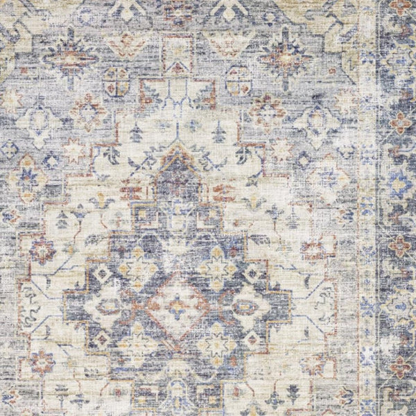 HomeRoots 5' Vibrant Oriental Power Loom Area Rug - Stain-Resistant, Durable, Stylish Design for Any Room 5' X 7' 509518