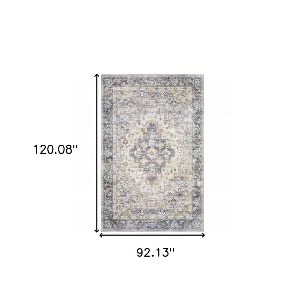 HomeRoots 5' Vibrant Oriental Power Loom Area Rug - Stain-Resistant, Durable, Stylish Design for Any Room 8' X 10' 509519
