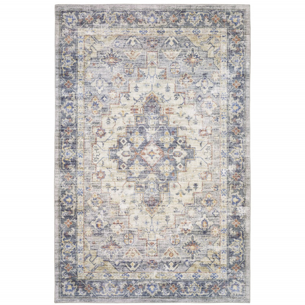 HomeRoots 5' Vibrant Oriental Power Loom Area Rug - Stain-Resistant, Durable, Stylish Design for Any Room 9' X 12' 509520
