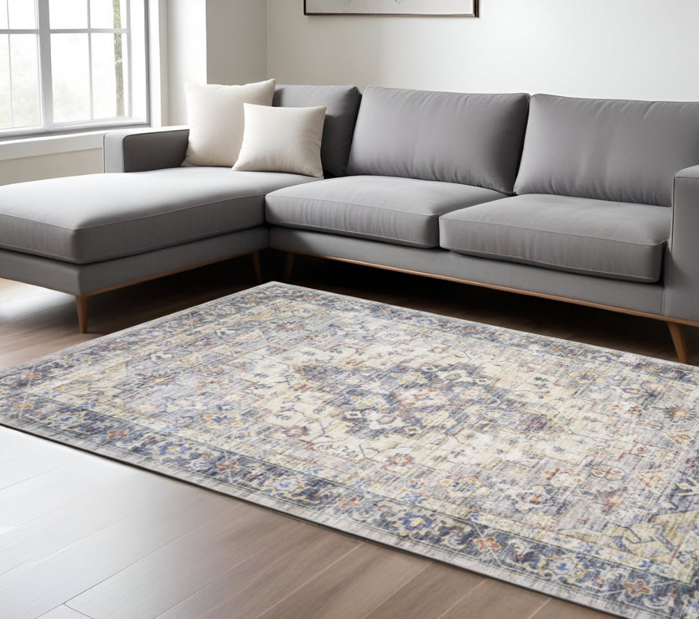HomeRoots 5' Vibrant Oriental Power Loom Area Rug - Stain-Resistant, Durable, Stylish Design for Any Room 9' X 12' 509520