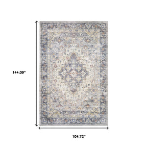HomeRoots 5' Vibrant Oriental Power Loom Area Rug - Stain-Resistant, Durable, Stylish Design for Any Room 9' X 12' 509520