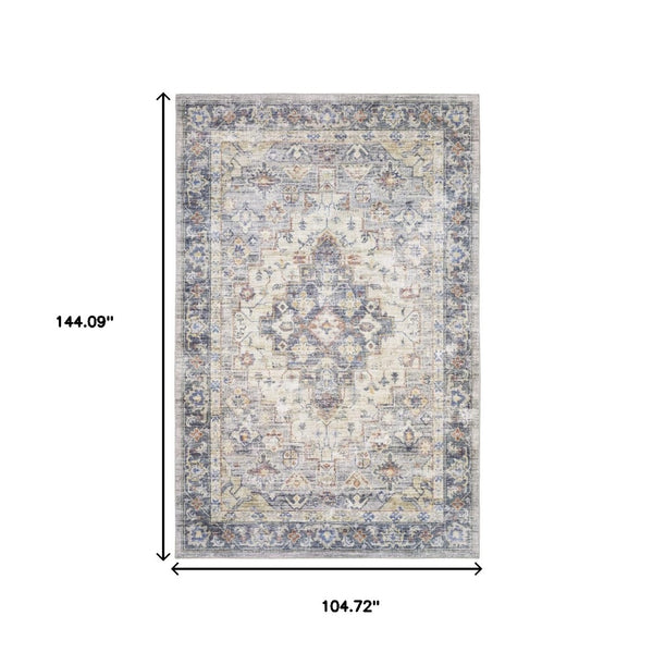 HomeRoots 5' Vibrant Oriental Power Loom Area Rug - Stain-Resistant, Durable, Stylish Design for Any Room 9' X 12' 509520