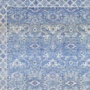 HomeRoots 5' Blue and Grey Oriental Power Loom Area Rug - Stain Resistant, Durable, Elegant Design for Any Room 5' X 7' 509526
