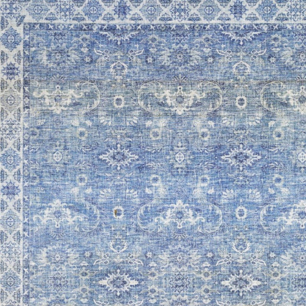 HomeRoots 5' Blue and Grey Oriental Power Loom Area Rug - Stain Resistant, Durable, Elegant Design for Any Room 5' X 7' 509526
