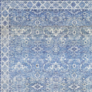 HomeRoots 5' Blue and Grey Oriental Power Loom Area Rug - Stain Resistant, Durable, Elegant Design for Any Room 8' X 10' 509527