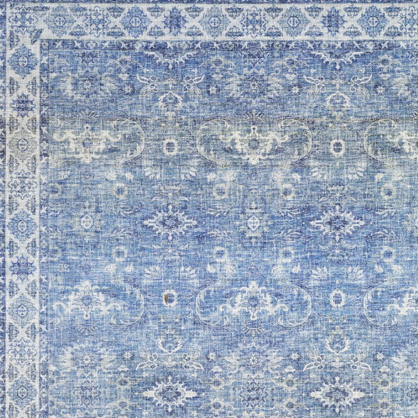 HomeRoots 5' Blue and Grey Oriental Power Loom Area Rug - Stain Resistant, Durable, Elegant Design for Any Room 8' X 10' 509527