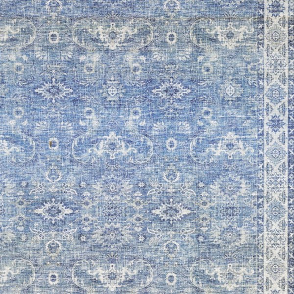 HomeRoots 5' Blue and Grey Oriental Power Loom Area Rug - Stain Resistant, Durable, Elegant Design for Any Room 9' X 12' 509528