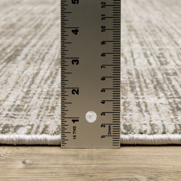 HomeRoots 2' Beige Grey Ivory Tan and Brown Abstract Runner Rug - Stain Resistant, Modern Style for High-Traffic Areas 2'3" x 7'6" 509529