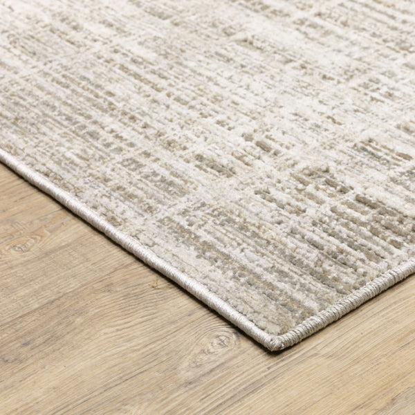 HomeRoots 2' Beige Grey Ivory Tan and Brown Abstract Runner Rug - Stain Resistant, Modern Style for High-Traffic Areas 5' X 8' 509531