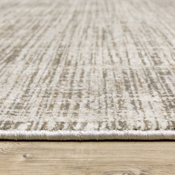 HomeRoots 2' Beige Grey Ivory Tan and Brown Abstract Runner Rug - Stain Resistant, Modern Style for High-Traffic Areas 5' X 8' 509531