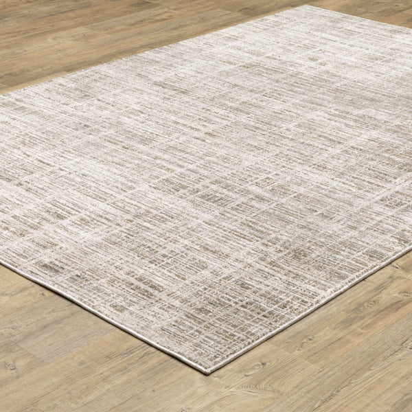 HomeRoots 2' Beige Grey Ivory Tan and Brown Abstract Runner Rug - Stain Resistant, Modern Style for High-Traffic Areas 5' X 8' 509531