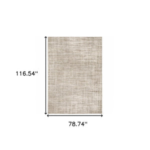 HomeRoots 2' Beige Grey Ivory Tan and Brown Abstract Runner Rug - Stain Resistant, Modern Style for High-Traffic Areas 7' X 10' 509532