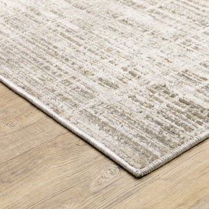 HomeRoots 2' Beige Grey Ivory Tan and Brown Abstract Runner Rug - Stain Resistant, Modern Style for High-Traffic Areas 8' X 11' 509533