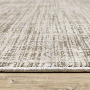 HomeRoots 2' Beige Grey Ivory Tan and Brown Abstract Runner Rug - Stain Resistant, Modern Style for High-Traffic Areas 8' X 11' 509533
