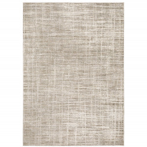 HomeRoots 2' Beige Grey Ivory Tan and Brown Abstract Runner Rug - Stain Resistant, Modern Style for High-Traffic Areas 10' X 13' 509534